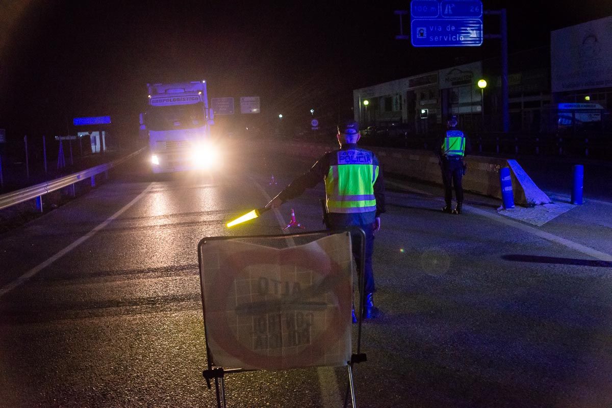 Controles de carretera durante el confinamiento perimetral en Jerez por el coronavirus.