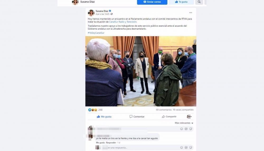 Amenazas contra Díaz en redes.