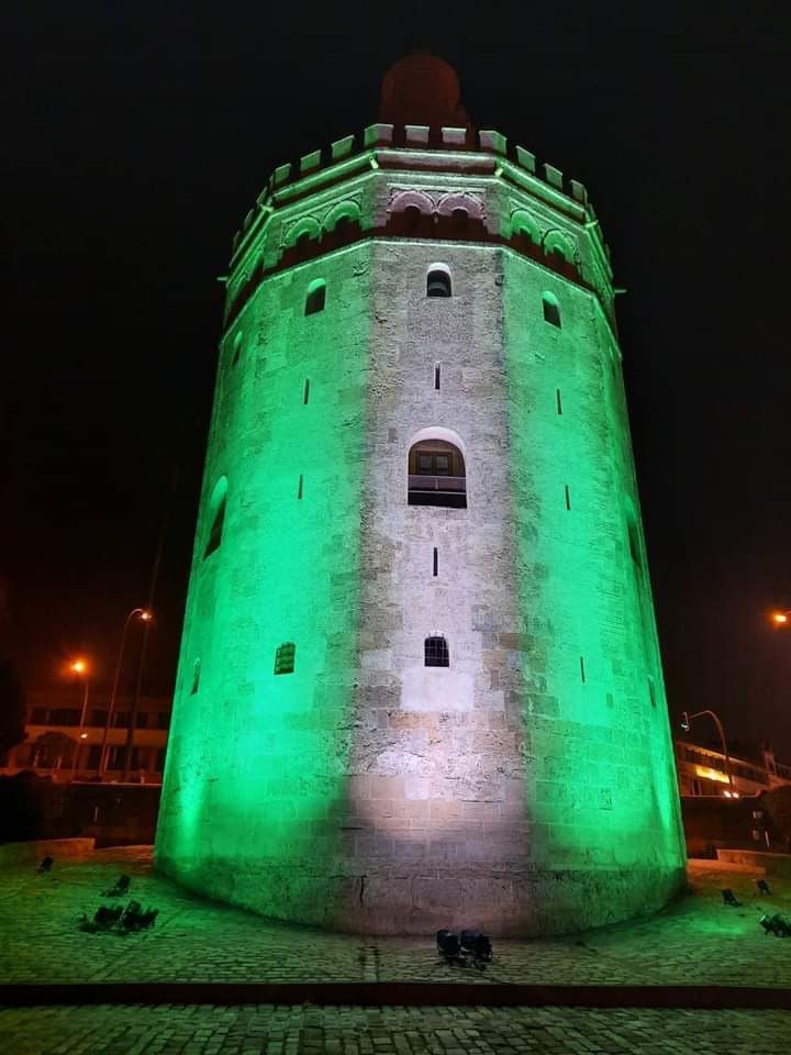 La Torre del Oro iluminada por el 28F. La Torre del Oro iluminada por el 28F.