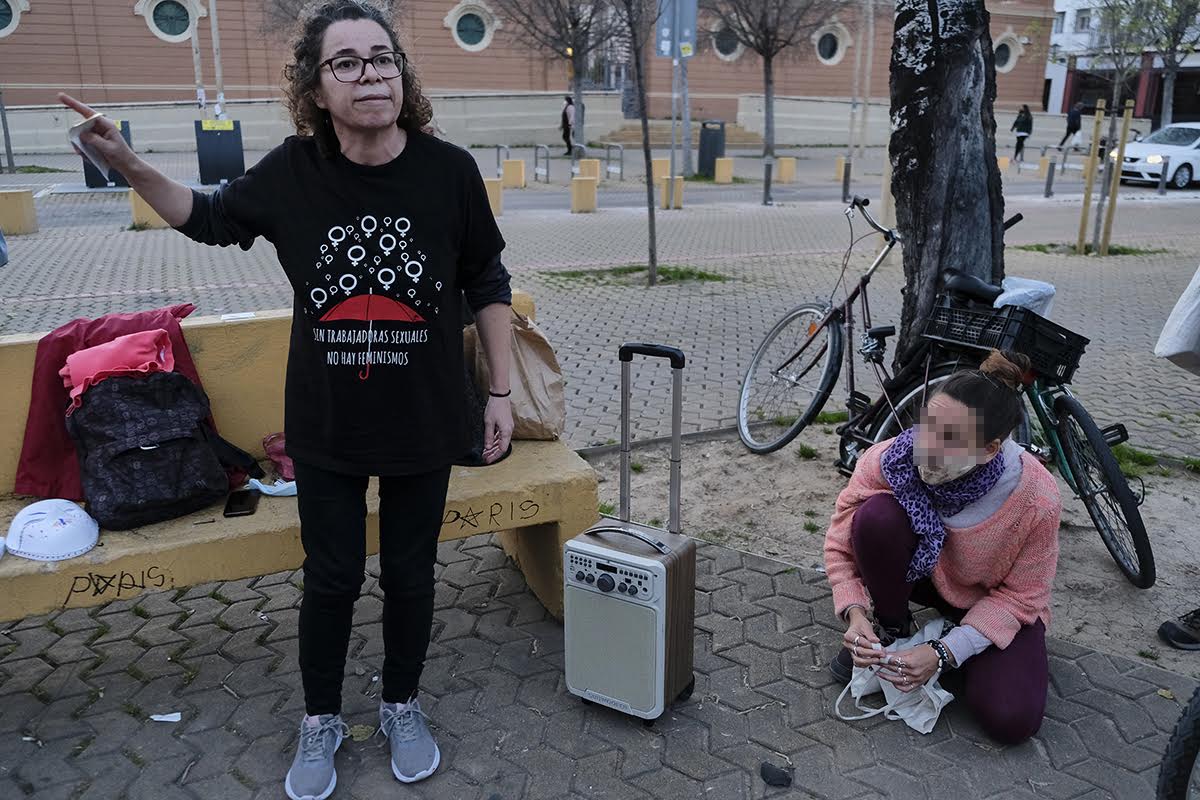 María José durante su intervención previa a las acciones. Autor: José Luis Tirado.