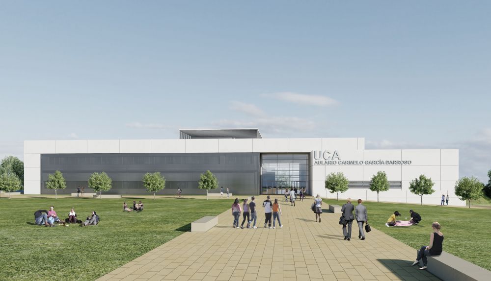 Recreación del proyecto de segundo aulario del Campus de La Asunción de la UCA, en Jerez.