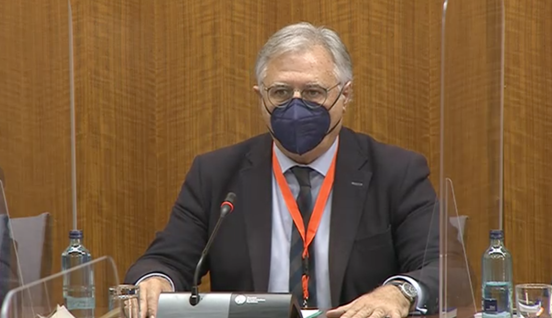 Paco Camas, durante su comparecencia en la comisión de investigación de la Faffe en el Parlamento, en una imagen de archivo.
