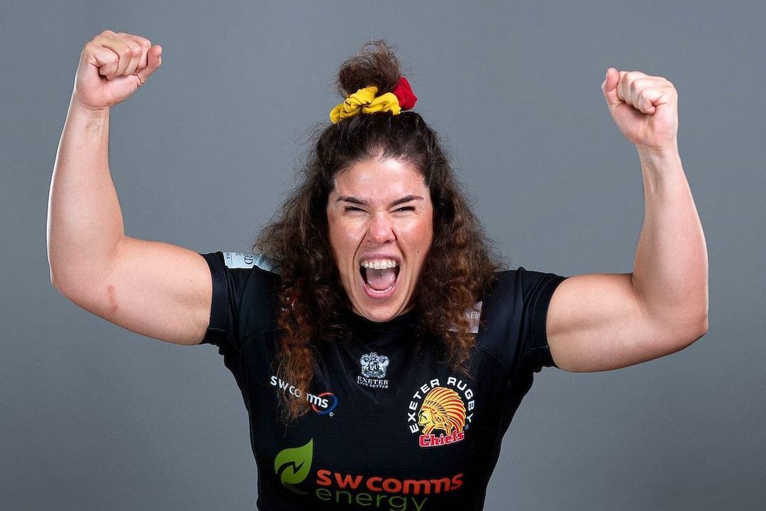 Bimba Delgado, en una imagen con la camiseta de su equipo, el Exeter inglés. Bimba Delgado, en una imagen con la camiseta de su equipo, el Exeter inglés.