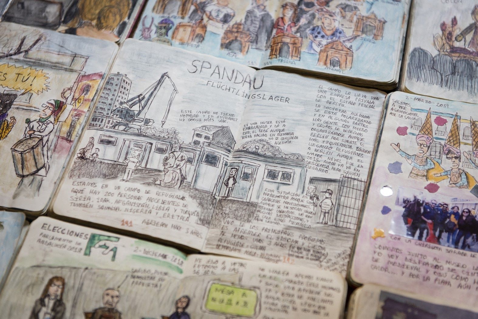 Detalle del dibujo del campo de refugiados berlinés.