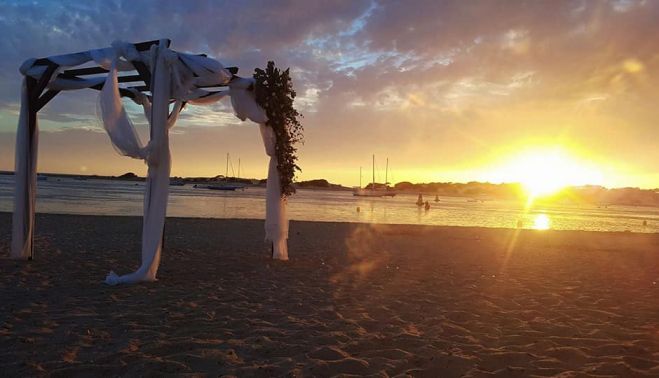 Un atardecer el chiringuito Bongo de Chiclana.