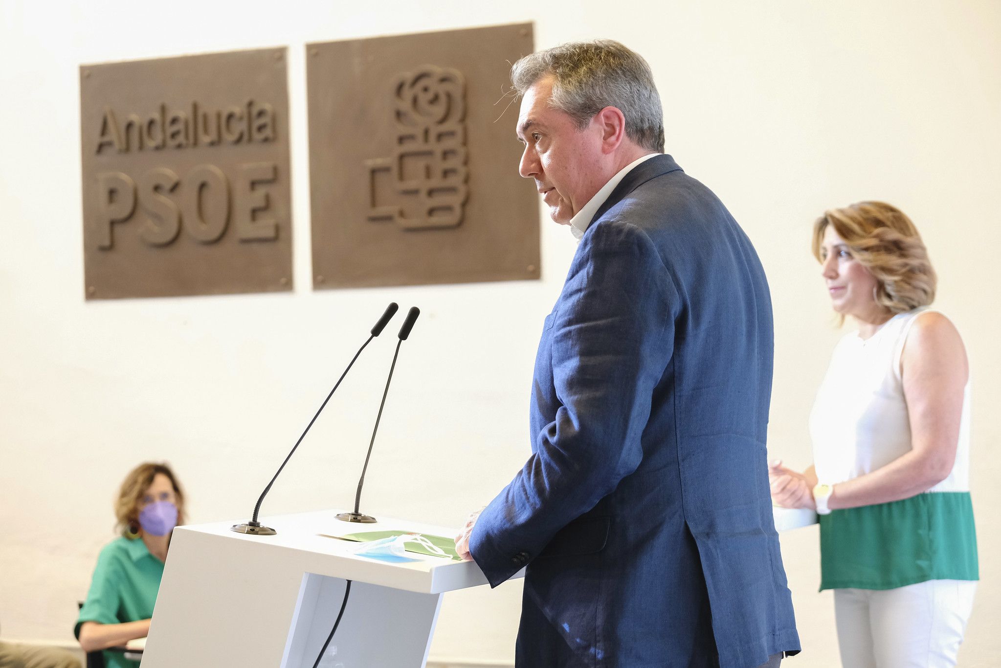 Juan Espadas, en la rueda de prensa conjunta de Susana Díaz, que sirvió de inicio de la transición tras las primarias en el PSOE-A. Juan Espadas, en la rueda de prensa conjunta de Susana Díaz, que sirvió de inicio de la transición tras las primarias en el PSOE-A.