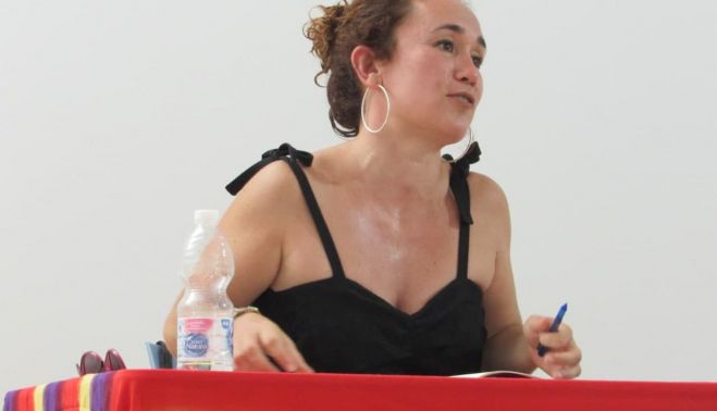 Ana Naranjo el pasado 19 de julio en la charla organizada por IU sobre Memoria Histórica