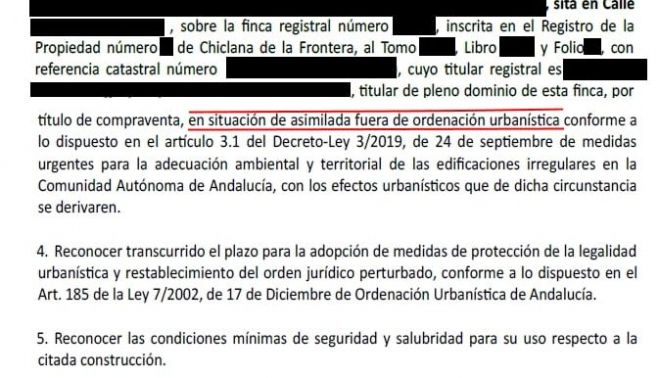 Una parte de la sentencia conseguida para la declaración de AFO. 