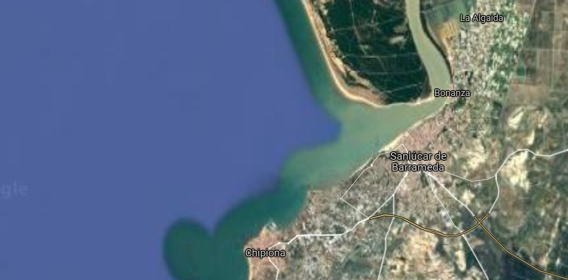 Vista Satélite de la desembocadura del río Guadalquivir.