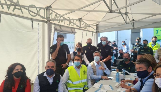 El Puesto de Mando Avanzado (PMA) en Aljaraque (Huelva). Emergencias 112 Andalucía