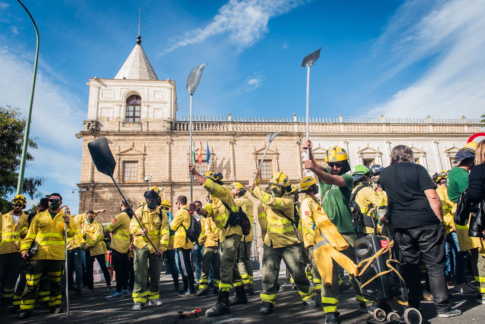 Trabajadores del Infoca, de la agencia Amaya, en una protesta de hace unos meses. Trabajadores del Infoca, de la agencia Amaya, en una protesta de hace unos meses.