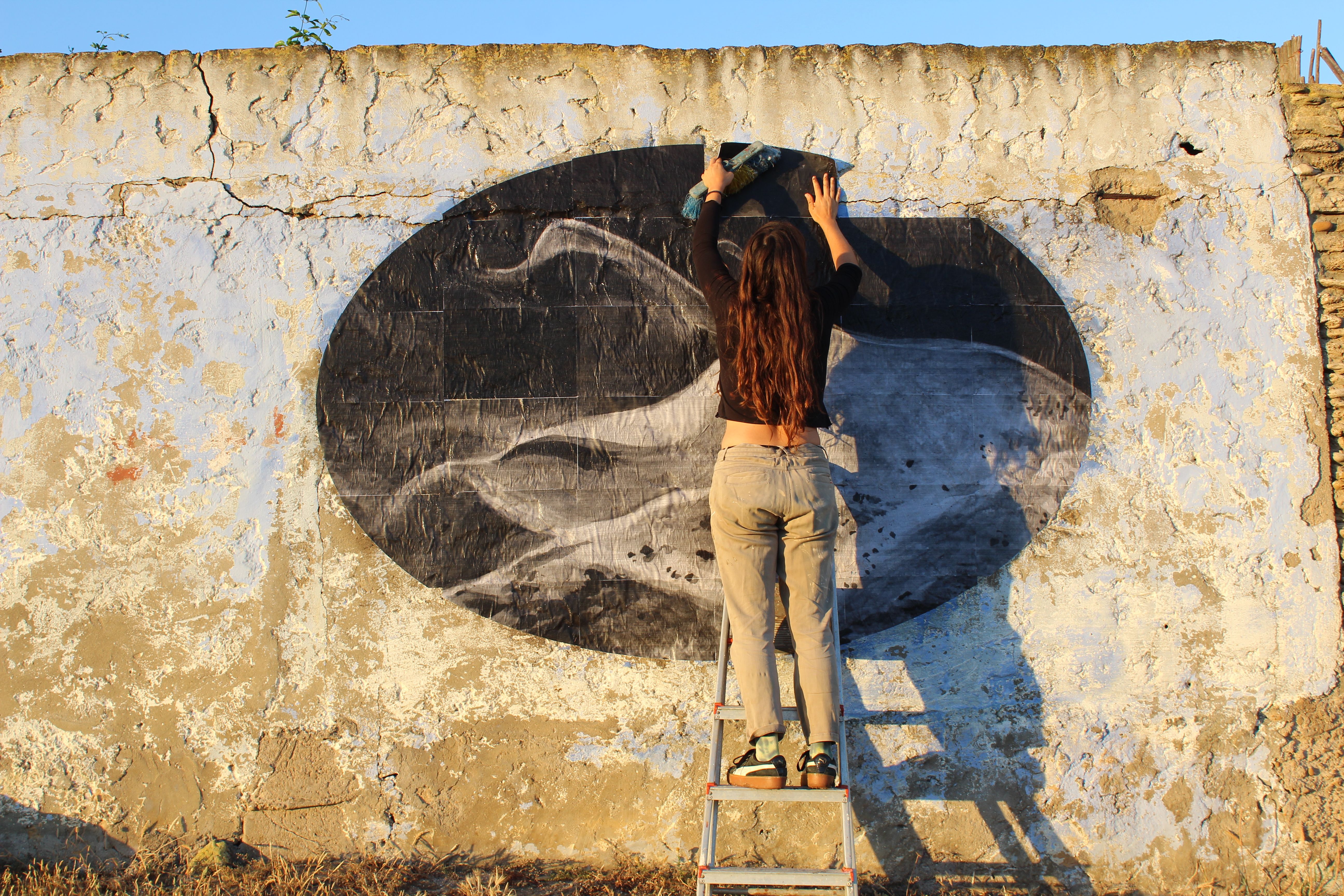 Texturas aéreas IV : SÁHARA: obra realizada con la técnica de 'stencil' al aire libre en Marruecos.