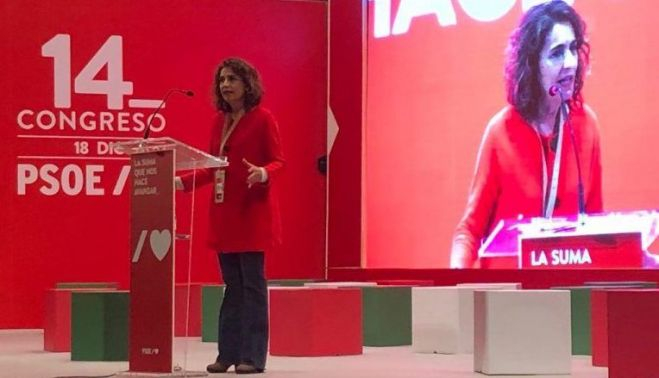 La ministra María Jesús Montero, en el congreso del PSOE gaditano.