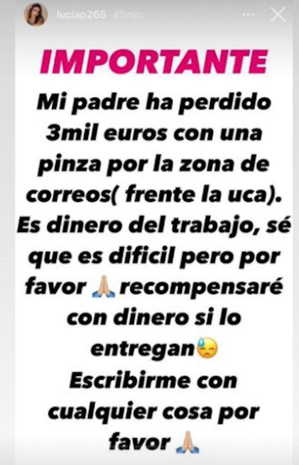 Mensaje difundido en 'Instagram'.