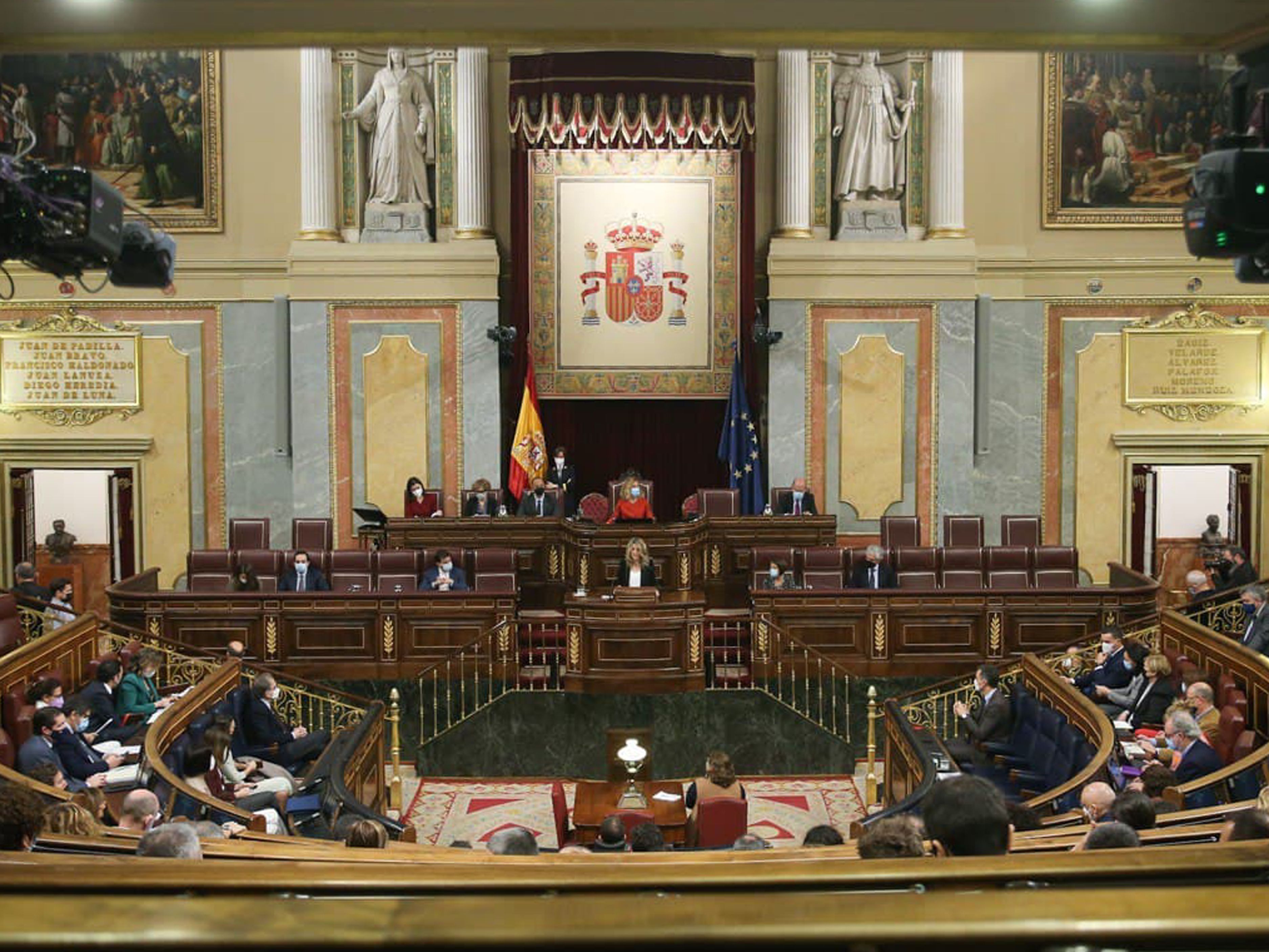 Yolanda Díaz durante su defensa de la reforma laboral