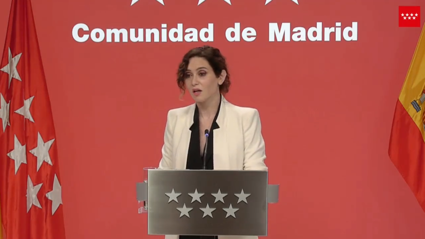 Ayuso durante una comparecencia.