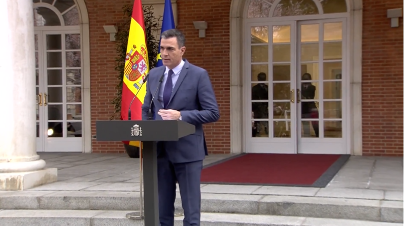 Pedro Sánchez en una comparecencia reciente sobre Ucrania.