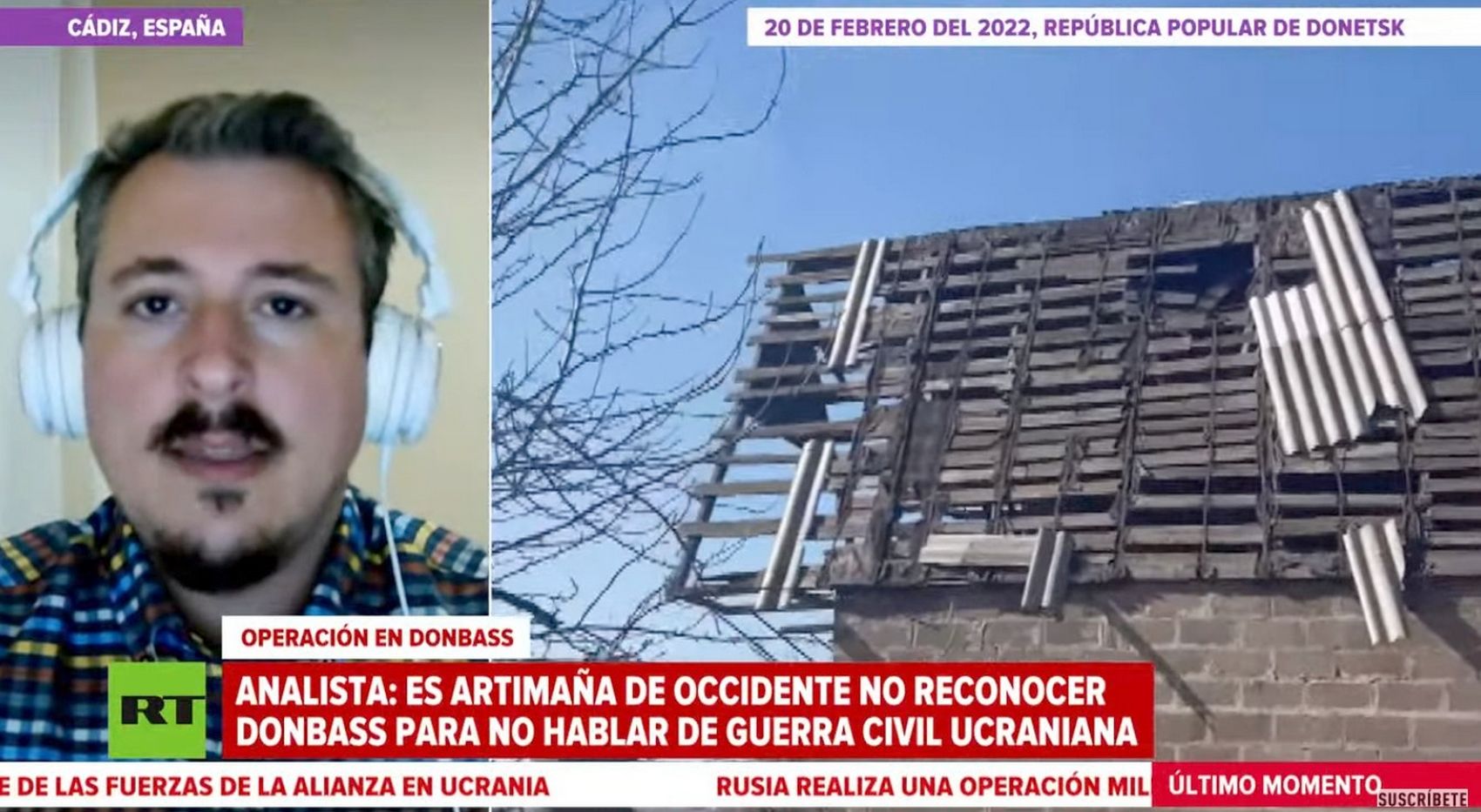 Koldo Salazar en RT este jueves, en las primeras horas de la Guerra de Ucrania
