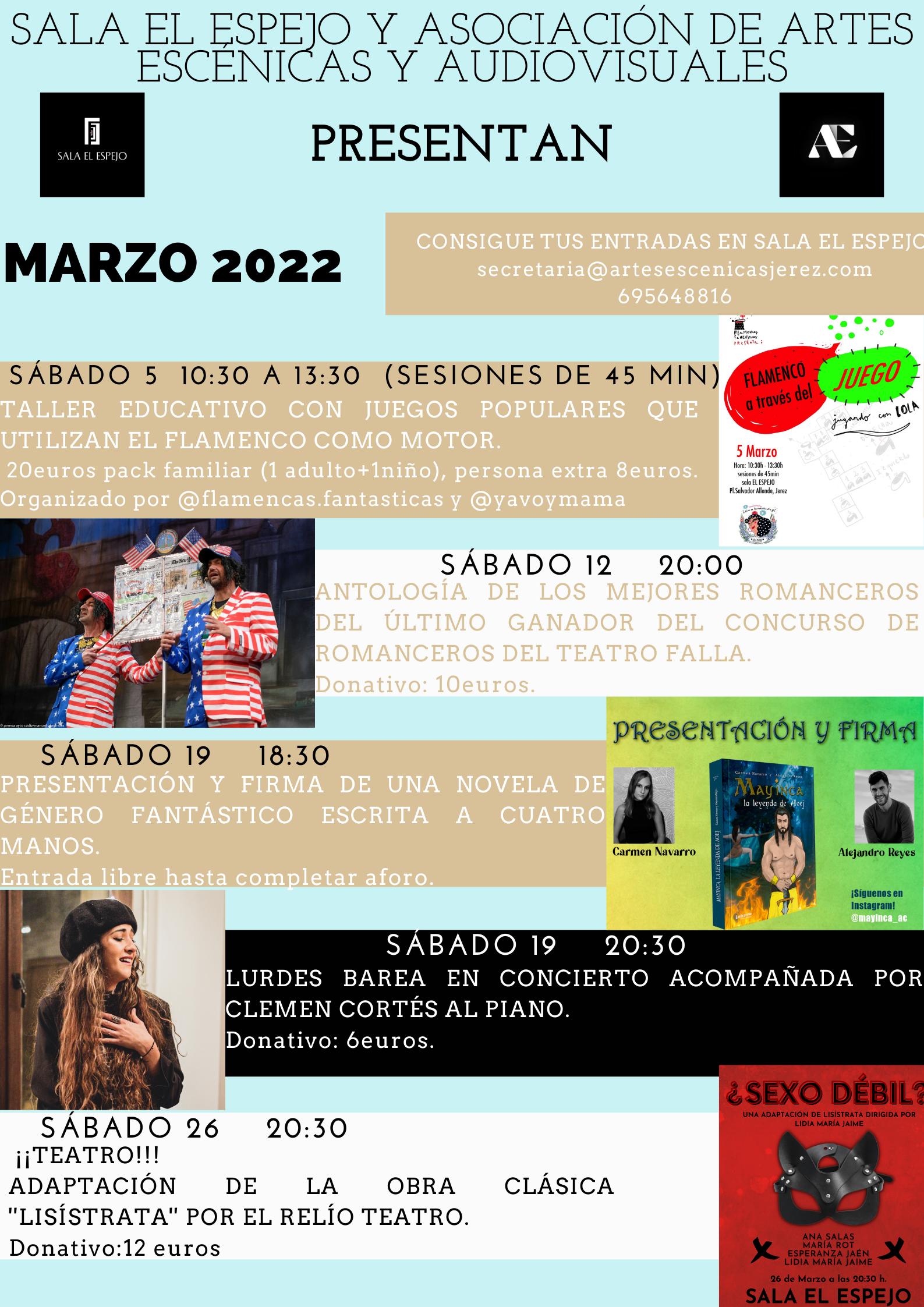 Programación de la Sala El Espejo.